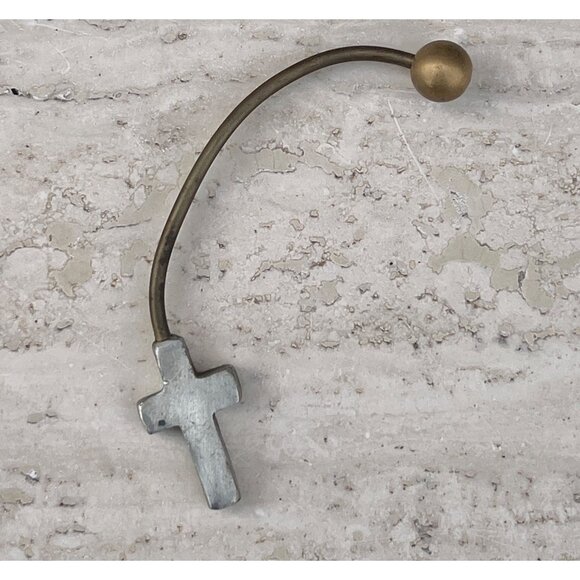 Brass Japanese Inspired Temple Bell Hammer & Gong   Ornate Vintage Cross Striker - Picture 6 of 11